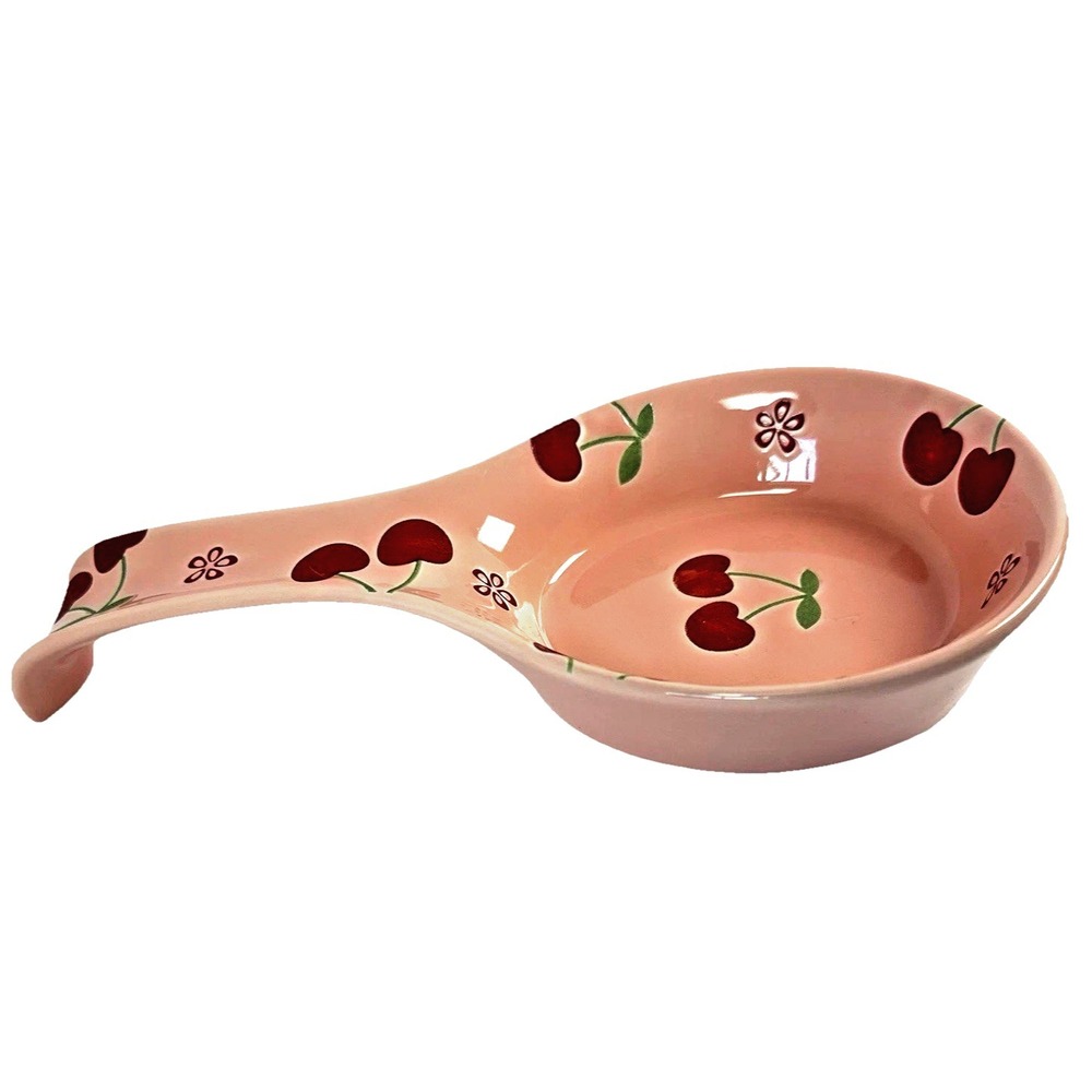 Pink Cherry Spoon Rest Ceramic Signature Housewares Kitchen Rest‎